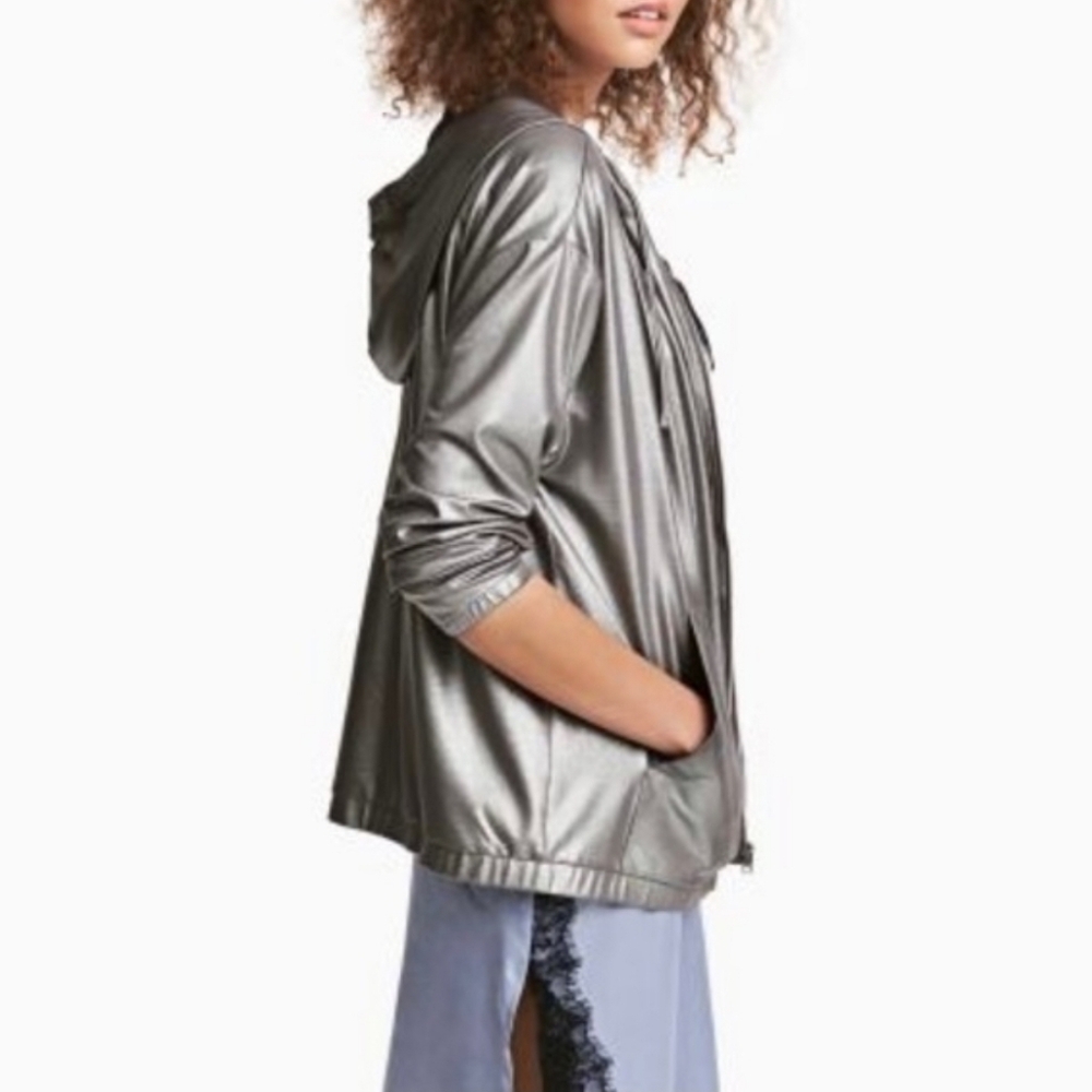 H&M Coachella Metallic Silver Jacket Size Medium